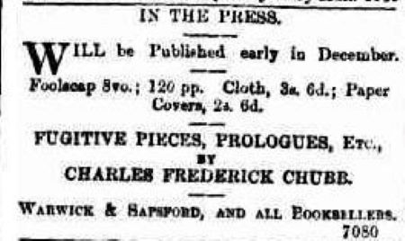 Brisbane Courier 26 November 1881, p1 Ode to Governor Bowen